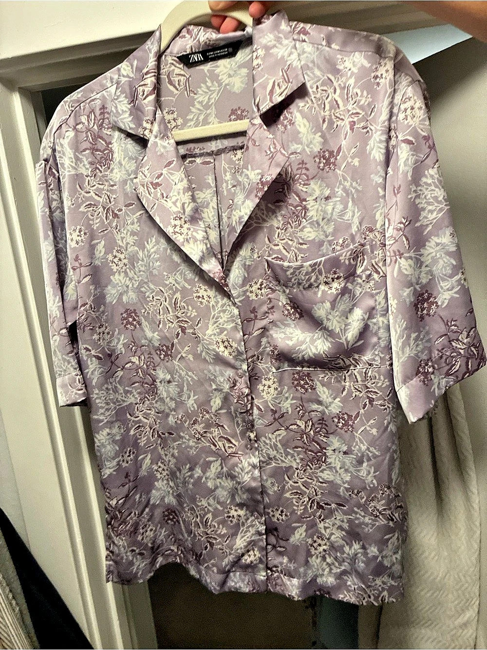 Zara Floral Button Down Shirt in Purple